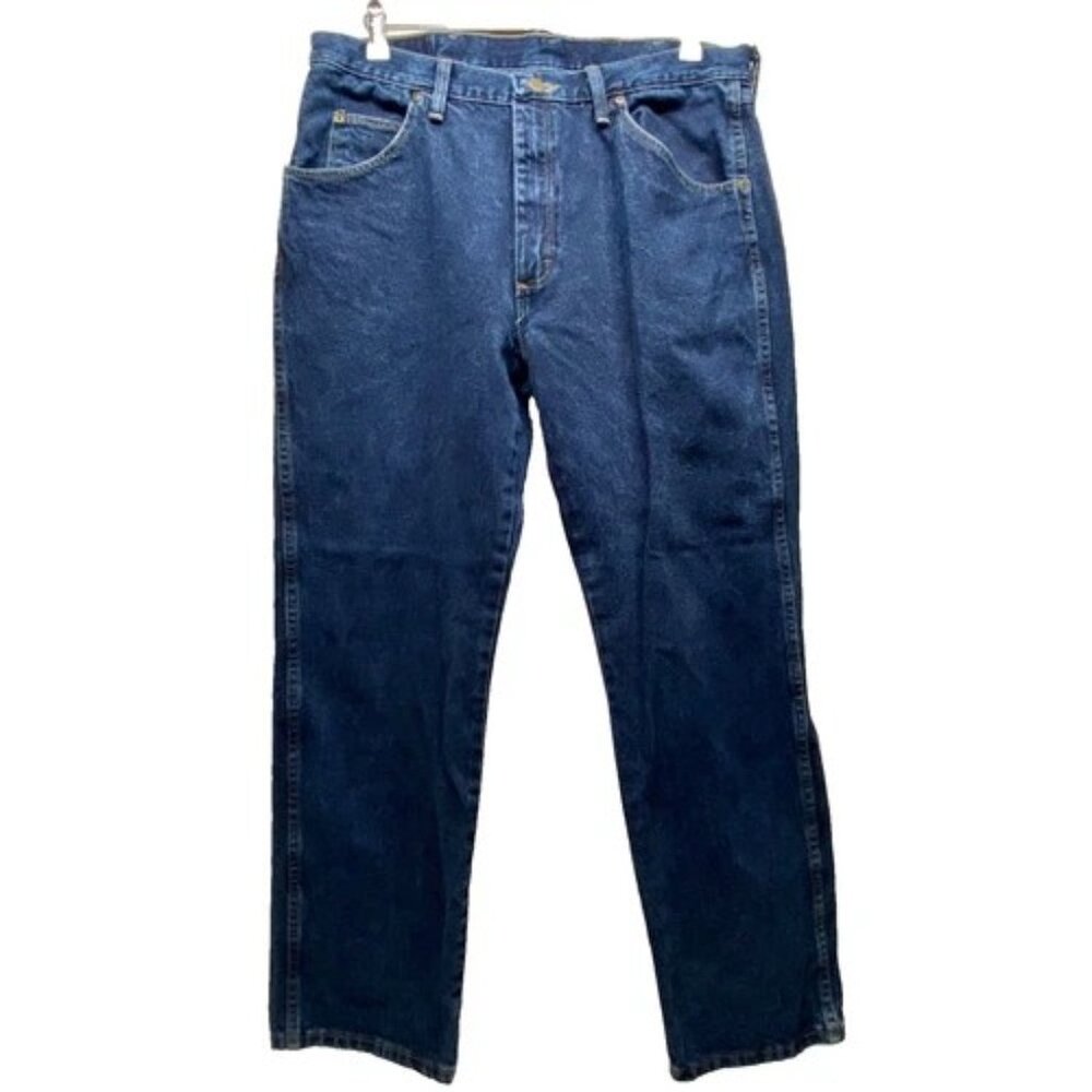 Wrangler Jeans Men's 36x30 Blue Dark Wash Reg‎ Fit Straight Leg Denim Pants GUC